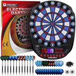 WIN.MAX Electronic Dart Board Soft Tip Dartboard Set LED Displays 3 Languges with 12 Darts 100 Tips Power Adapter