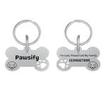 Pawsify Personalized Dog Tag with Name, Customized Name Tag for Dog and Puppy, 1.5mm Thick Stainless Steel Material with permenant Laser Engraved Pet Name and Contact Number, Stylish Paw Cut Corner