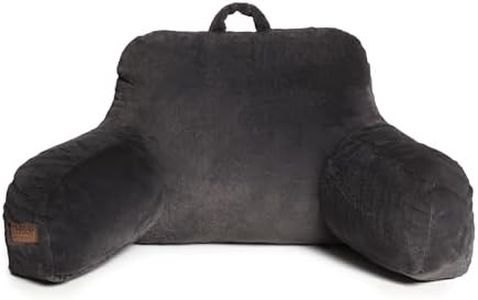 UnHide Squish Backrest Pillow - A Large Pillow with Arms for Sitting Up in Bed, Reading or Lounging - Removable, Washable Faux Fur Cover, Charcoal