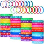 Sumind 100 Pieces Motivational Quote Rubber Wristbands Colored Inspirational Silicone Bracelets Stretch Unisex Wristbands for Women Men Teen 20 Styles, Silicone,, Bright Colors