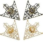 2Pair Brooches Accessories Palace Retro Hollow Pattern Shirt Collar Brooch Buckle Angle Triangle