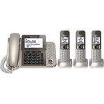 Panasonic PANASONIC Corded/Cordless Phone System with Answering Machine and One Touch Call Blocking – 3 Handsets - KX-TGF353N (Champagne Gold)