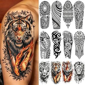 23 Pcs Temporary Tattoo for Men Women Adults Include 8 Sheets Flame Animals Halloween Fake Tattoo Stickers and 15 Sheets Black Tribal Gothic Maori Temporary Tattoos