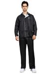 Shasmi Black Rain Coat for Men Waterproof Raincoat with Pants Polyester Double Layer Rain Coat For Men Bike Rain Suit Rain Jacket Suit Inner Mobile Pocket with Storage Bag (Rainy 174 Black-2XL)