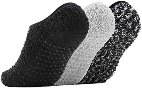 Bevigorio Slipper Socks for Women with Grippers Non Slip Socks Womens Fuzzy Socks with Grips Hospital Grippy Socks Grip Socks 3pair blackgreymix