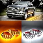 GOOACC Truck LED Running Board Lights - 2PCS 60 Inch DRL LED Side Maker Light Kits for Extended & Crew Cab Trucks Pickup White Courtesy Light & Sequential Amber Turn Signal LED Lighting Strips