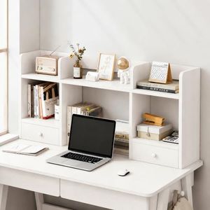 Lignity Desk Hutch with 2 Drawers, Desktop Organizer Shelf for College Dorm