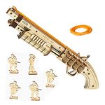 ROKR 3D Wooden Puzzle Self Assemble Game Toys Mechanical Gun Model with Villains Targets & Rubber Bands Bullets for Teens, Adults