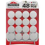 Felt Furniture Pads X-PROTECTOR - 48 PCS 1" - Felt Pads Floor Protectors - Chair Felts Pads for Furniture Feet Wood Floors - Best Furniture Pads for Hardwood Floors - Protect Your Hard Floors! (White)