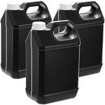 Hacaroa 3 Pack Plastic Engine Oil Jugs with Lid, 4 L F-style Storage Container with Ergonomic Handle, Black Empty HDPE Bottle Jug for Motor Oil, Bleach, Detergent, Lubricant