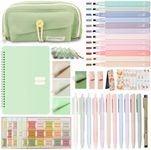 DazSpirit 54Pcs Bible Journaling Kit, 24 Bible Highlighters and Pens No Bleed, Bible Tabs, Sticky Notes, Pencil Case, Notebook, School Journal Study Supplies Essentials Accessories Set for Women