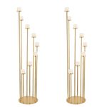 Fullvaseer 2 Packs Gold 8 Arm Floor Candelabra,Metal Candle Holder for Wedding 42inch Floor Candle Holder Gold Pillar Candle Holder for Ceremony Birthday Party Christmas Home Decoration