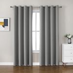 CUCRAF Thermal Insulated Blackout Curtains Eyelet Curtains for Bedroom/Living Room - W55 x L96 inch Light Grey Set of 2