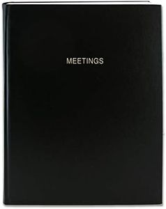 BookFactory Meeting Notebook/Business Meeting Book - Black, 168 Pages (Ruled Format), 8" x 10", Imitation Leather Cover, Smyth Sewn Hardbound (MTG-168-SLO-LKS)