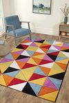 Lord of Rugs Quality Handcarved Geometric Design Rainbow Bedroom Living Room Multi Coloured Rug Destin Multi, Medium 120x170 cm (4'x5'6")