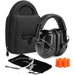 ProCase Shooting Ear Protection Earmuffs, Gun Safety Glasses and Soft Earplugs, Shooting Range Accessories with Protective Case, Gun Range Ear and Eye Protection Kit, Shooting Safety Equipment ââ‚¬â€œBlack