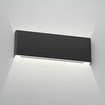 Aipsun 15.75in Matte Black Modern Wall Sconce Up and Down Modern Vanity Light LED Wall Light Fixtures for Bathroom (White Light 5000K)