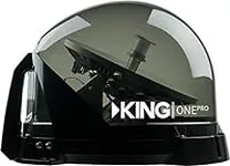 KING KOP4800 One Pro Premium Satellite TV Antenna - Works with Dish, DIRECTV, or Bell (Canada), Western Arc Satellites, Clear (Smoke)