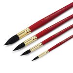 Paul Rubens Watercolor Brushes Set, Synthetic Squirrel Hair Paint Brushes kit for Artists, Adults and hobbists, Pointed Round Mop Brush for Watercolor, Gouache,4 Pcs （#1#3#5#7）