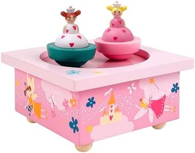 TROUSSELIER - Sœurs Princesses - Boîte à Musique Dancing - Idéal Cadeau de Naissance - 2 Figurines Amovibles - Fonctionnement Simple - Musique Beautifull Dreamer - Colori Rose