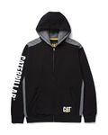 Caterpillar Men's Logo Panel Hooded Sweatshirt (Regular and Big Sizes), Black, XXL