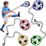 Outus 4 Pcs Kids Soccer Ball Trainer Soccer Juggle Kick Trainer Solo Handle Throw Adjustable Locked Net Bungee Elastic Soccer Ball Net Kicker for Youth Adults Training Equipment, 4 Color Size 3 4 5