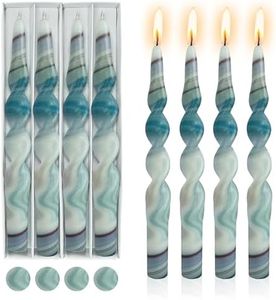Print Taper Candle Spiral Candlesticks - Gedengni 4pcs Marble Handmade Twisted Candle Long Candle Sticks 10Inches Flower Tapered Candles for Home Party Wedding Dinner Decoration,1D4T-BGLT