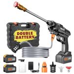 Texum Cordless Portable Wireless Pressure Washer Gun 48V 12000mAh High Pressure Water Gun for Car Wash and Bike Cleaning with Adjustable Nozzle and 5M Hose Pipe (Double Battery)