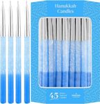 Dripless Hanukkah Candles Metallic Silver, Blue, & Light Blue Deluxe, Hand-MadeTapered Decorations, Chanukkah Menorah Candles for All 8 Nights of Chanukah