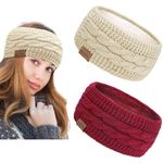 Kavya Winter Headbands for Women's Hair, Knitted Headband Soft Lining Cable Ear Warmers Comfy Ear Muffs Crochet Ladies Head Band Ski Walks Gifts for Women Girl