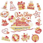 40th Anniversary Cruise Door Magnets Decorations Red Gold Happy 40th Anniversary Cruise Ship Door Decor Magnetic for Married in 1984 Men Women Wedding Party Refrigerator Fridge Car Kitchen Garage