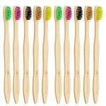 GreenMingle Bamboo Toothbrushes Medium Bristles - Family 10 Pack Eco Friendly Biodegradable Organic Premium Wooden Toothbrush