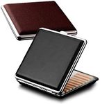 tlhaoa Cigarette Case Stylish Leather Surface Metal Box for 20 Cigarettes Cigarette Box for Men and Women Ideal Gift for Smoker 2 Boxes 84mm Regular Size(Black + Brown)