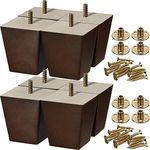 Hoteam Set of 8 Wood Furniture Legs 3 Inch Sofa Legs Square Couch Legs Brown Chair Legs Mid Century Modern Dresser Legs Wooden Table Legs Replacement Legs Sofa Replacement Parts for DIY Projects