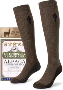 Heat equation Alpaca Compression Socks for Men & Women, 15-20 mmHg Knee High Graduated Circulation Support, Moisture Wicking L/XL Dark Brown