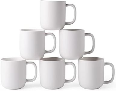 AmorArc 14oz Coffee Mugs Set of 6, Ceramic Coffee Mugs with Large Handle & Wavy Rim for Latte/Hot Cocoa/Tea, Stylish Coffee Mugs for Men Women. Oven,Dishwasher&Microwave Safe, Matte White