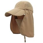 Surblue Unisex Outdoor Cap UV Protection Sun Hats Fishing Hat with Neck Face Flap Quick-Drying UPF50+(Khaki)