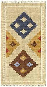 HAMID - Tappeto di Design Orientale Kilim Lori, Tappeti di Lana, Kilim Tessuti a Mano, Tappeti per Sala da Pranzo, Camera da Letto, Soggiorno, Corridoio, Salotto (D.2, 110x60 cm)