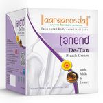 Aryanveda De-Tan Bleach Cream for Face & Body | Milk & Honey | Removes Sun Tan, Brightens Dark Spots, Smoothens Skin, Tightens Pores | For Glowing Skin | Men & Women | 450g