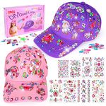 4 5 6 7 8 9 Year Old Girls Gifts, Arts and Crafts for Kids Age 5-12 Girl Unicorn Stickers Baseball Caps Toys for 6 7 8 9 10 Year Old Birthday Presents for Kid Teenager Craft Kits Glitter Gem Sun Hat