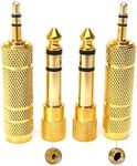 SiYear 3.5mm 1/8 inch TRS Plug to 6.35mm 1/4 inch Jack and 3.5mm Female to 6.35 Male Plug Gold Plated Set Audio Stereo Adapter Converter for Headphone, Microphone (4 -Pack)