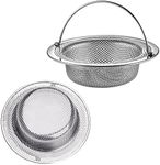 Puikos 2 PCS Upgraded Kitchen Sink Strainer with Handle, 4.5" Diameter Kitchen Drain Strainer, Stainless Steel Sink Strainer, Anti-Clogging & Anti-Insect, Rust Free & Dishwasher Safe