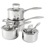 ProCook Elite Tri-Ply Stainless Steel Saucepan Set of 4 Induction Hob Compatible Oven Proof 25 Year Guarantee Optimised Induction Cooking 14, 16, 18 and 20cm Pans (4 Piece)