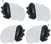 Pyle 5.25” 4 Bluetooth Flush Mount In-wall In-ceiling 2-Way Speaker System Quick Connections Changeable Round/Square Grill Polypropylene Cone & Tweeter Stereo Sound 4 Ch Amplifier 150 Watt (PDICBT256)