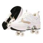 CHSSIH Roller Skates for Women Outdoor,Parkour Shoes with Wheels for Girls/Boys,Kick Rollers Shoes Retractable Adults/Kids,Quad Roller Skates Men,Unisex Skating Shoes Recreation Sneakers,Color-10US