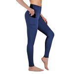 GIMDUMASA Leggings with Pockets for Women High Waist Yoga Pants Flex Leggings Tummy Control Workout Running Tights GI188 Deep Blue