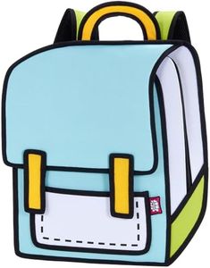 JUMPFROMPAPER 2D Cartoon Backpack (Spaceman), Fun Novelty Backpacks Bags for Adults and Senior Year, Carries Laptop and Essentials (Fluorescent Green, Medium - Classic)