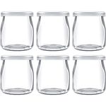 Danmu Art 6Pcs 200ml Yogurt Pudding Glass Jars with Plastic Lids Mini Cup Small Glass Bottles