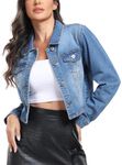 MISS MOLY Women's Cropped Denim Jackets Long Sleeve Classic Casual Jean Jackets Blue 2XL