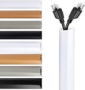 Rubber Bond TV Cord Hider Cable Protector - Strong Self Adhesive Wall Cord Cover Cable Hider - Cable Management Wall Cord Concealer Cable Raceway - White - 2 Thick Cords - 8 Feet